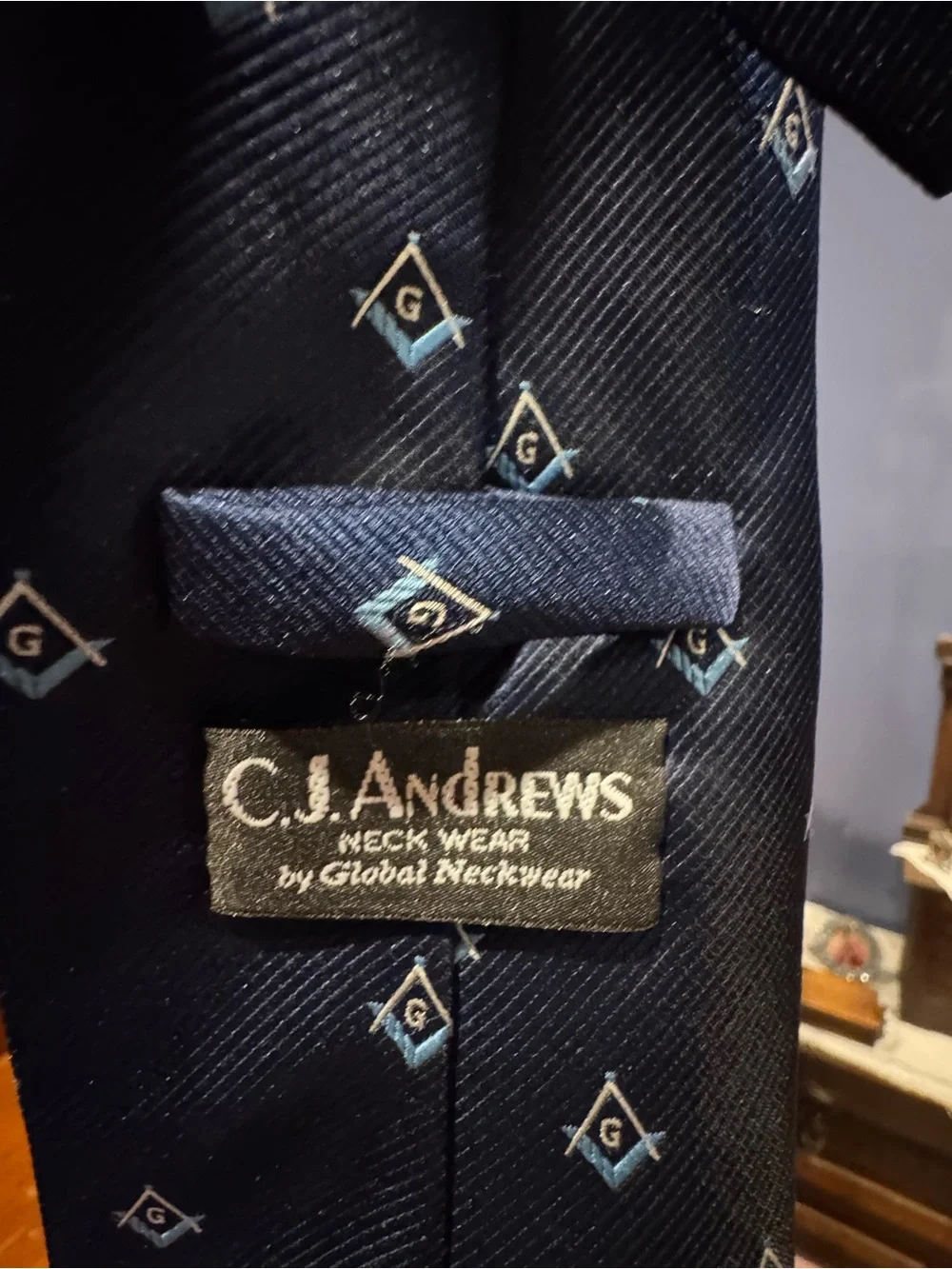 Men's Freemason Navy Tie by C.J. Andrews